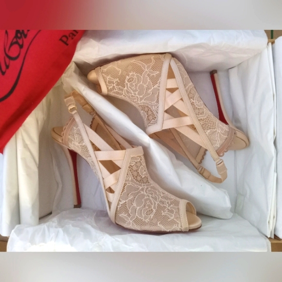 CHRISTIAN LOUBOUTIN LACE HEELS NEW - Picture 11 of 11